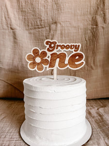 Groovy One Cake Topper |  First Birthday  | Daisy Cake Topper | Retro Cake Topper