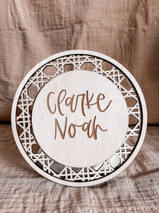 Rattan Cane Name Sign | Rattan Cane Daisy | Nursery Decor | Newborn Announcement