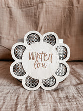 Load image into Gallery viewer, Rattan Cane Name Sign | Rattan Cane Daisy | Nursery Decor | Newborn Announcement
