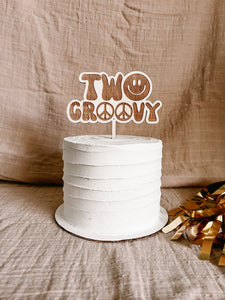 Two Groovy Cake Topper | Second Birthday Cake Topper | Smiley Cake Topper