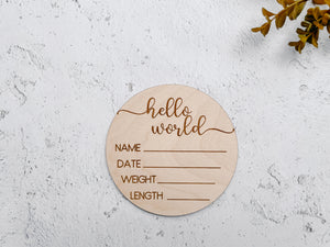 Birth Stats Sign | Hello World Wood Sign