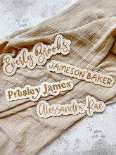 Load image into Gallery viewer, Name Wooden Cutout | Newborn Name Announcement | Birth Announcement
